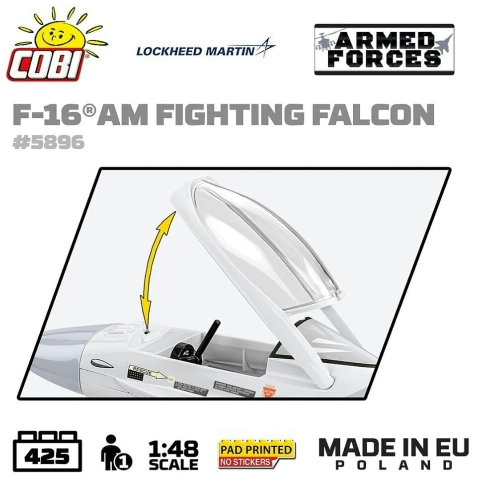 image 1 of F-16 AM Fighting Falcon plane brick model - COBI 5896 - 425 bricks