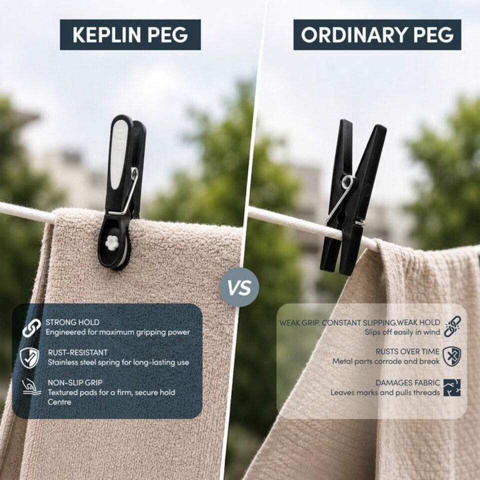 image 1 of Keplin UV Resistant Plastic Clothes Pegs with Metal Spring for Washing Line