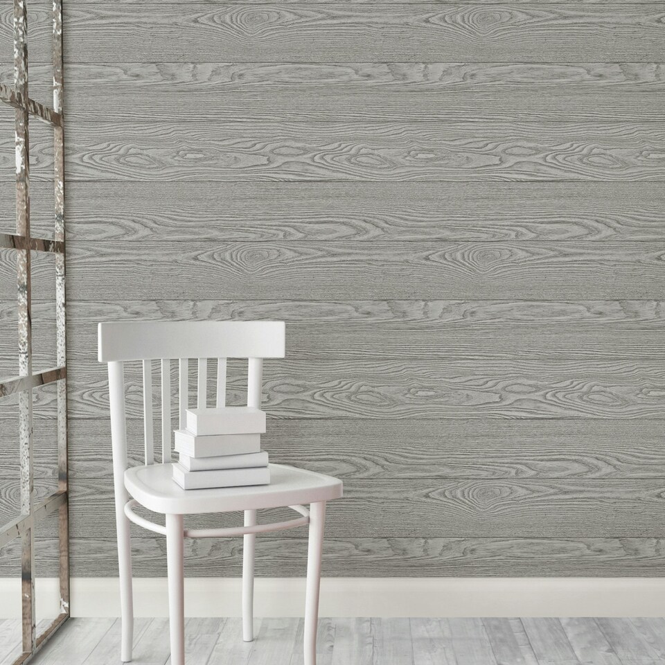 image 1 of NuWallpaper NU2240 Salvaged Wood Peel & Stick Wallpaper, Grey Multi