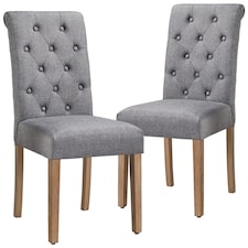 Yaheetech Set of 2 Classic PU Leather Dining Chairs Grey | Dark Grey