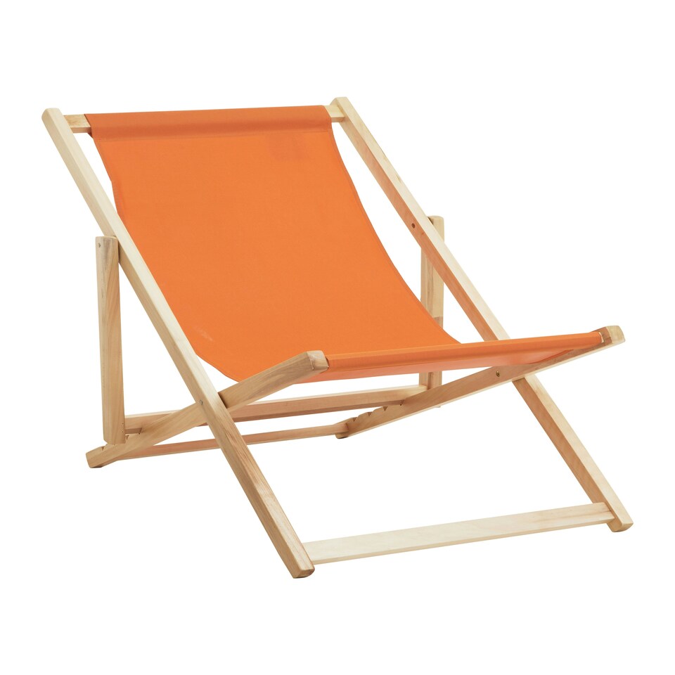 image 1 of Interiors by Premier Stylish Orange Deck Chair, Ethically Sourced Deck Chair, Sling Design Lawn Chair, Adjustable Garden Chair