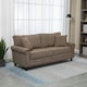 image 2 of HOMCOM Fabric Sofa 3 Seater Sofa for Living Room w/ Throw Pillow Brown
