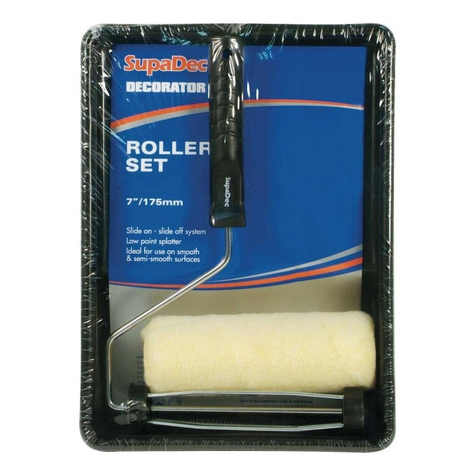SupaDec Low Splatter Paint Roller Set - Black/Yellow - 7in