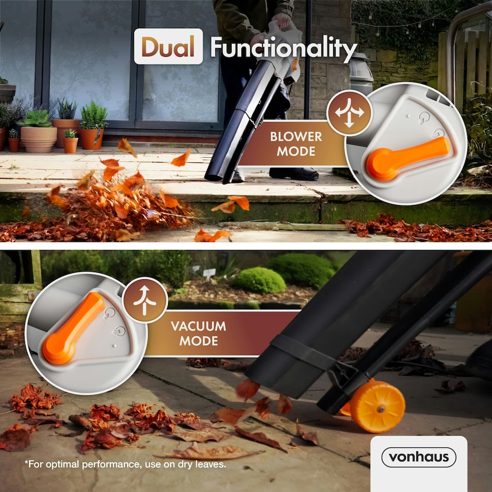 image 1 of VonHaus Leaf Blower and Vacuum with Mulcher & 10m Cable