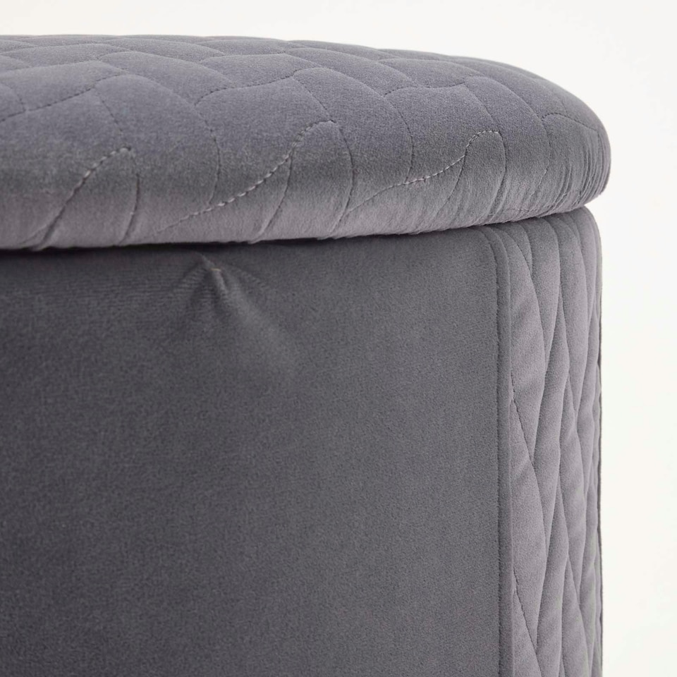 image 1 of Homescapes Arundel Heart-Shaped Velvet Footstool with Storage, Grey