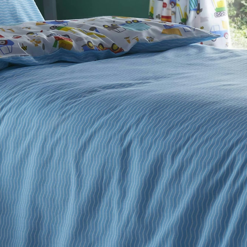 image 1 of Portfolio Home Bedding Bright Trucks Childrens Diggers Duvet Cover Reversible Bedding Set Multi | Single