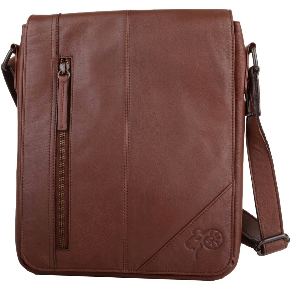 image 1 of Super Soft Premium Leather Messenger Bag Brown | Tan