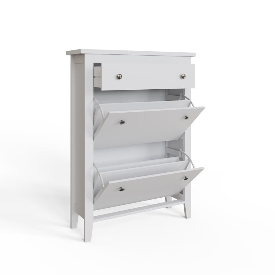 image 1 of Deluxe Two Tier Shoe Cabinet | White | White