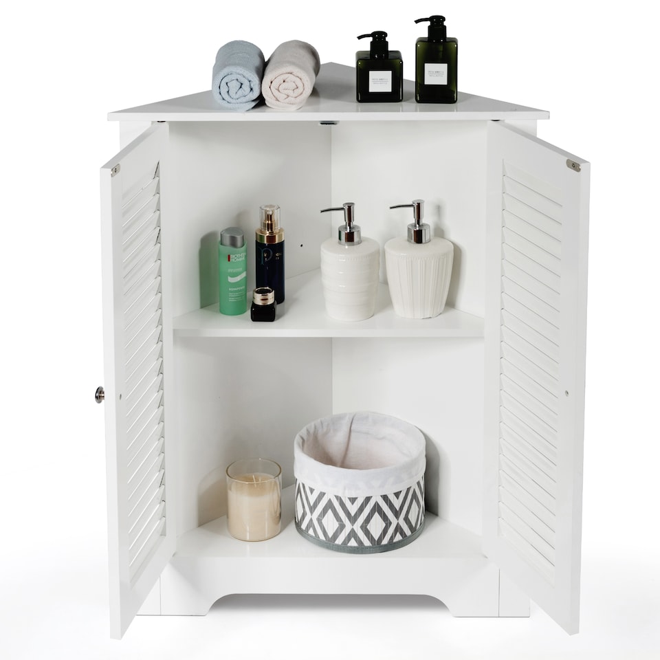 image 1 of COSTWAY Corner Bathroom Storage Cabinet Display Unit