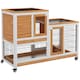 image 1 of PawHut Wooden Indoor Rabbit Hutch Elevated Bunny Cage w/ Enclosed Run Wheel