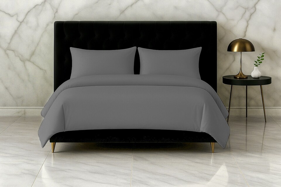 image 1 of Microfibre Soft Touch Duvet Cover And Pillowcase/s Set Bed Linen Grey | Grey | Single