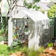 image 2 of Outsunny Walk-in Outdoor Green House with Door and Mesh Windows, White