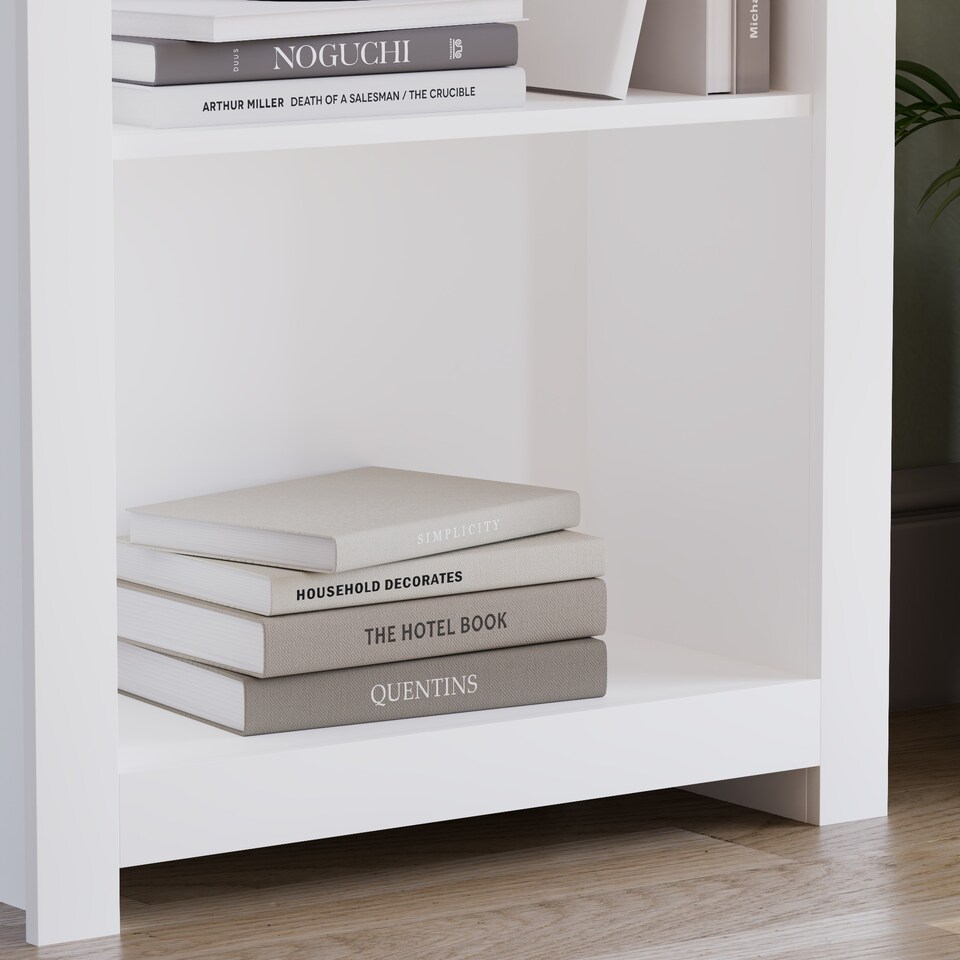 image 1 of Vida Designs Arlington 5 Tier Bookcase Shaker Style Display Storage, White & Oak
