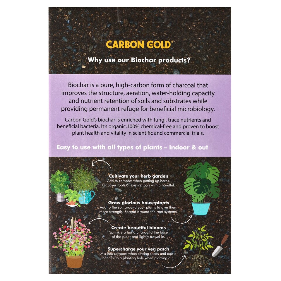 image 1 of Carbon Gold Biochar Soil Improver, UK-sourced, Soil Association & Biodynamic Association Certified 1 litre