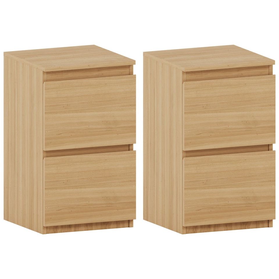 image 1 of Vida Designs Denver 2 Drawer Chest of Drawer Bedside Cabinet Nightstand Units Set of 2 - Pine