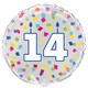 image 1 of Rainbow Confetti Birthday Age 14 Round Foil Helium Balloon 46cm / 18 in