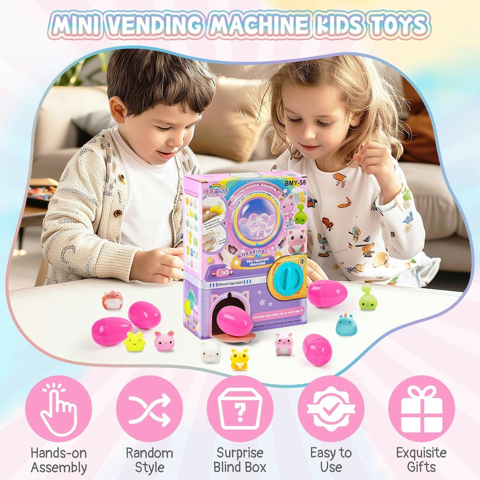 image 1 of Surprise Egg Vending Machine for Kids – Surprise Egg Kneading Toy Blind Box Game with Toys Inside