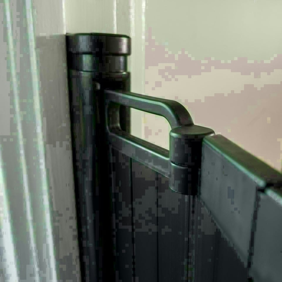 image 1 of Safetots Automatic Folding Retractable Baby Gate, 55cm - 89cm, Black, Folding Stair Gate for Babies, Retractable Safety Gate