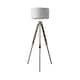 image 8 of ValueLights Modern Light Wood And Chrome Tripod Floor Lamp With Cool Grey Drum Shade Brown