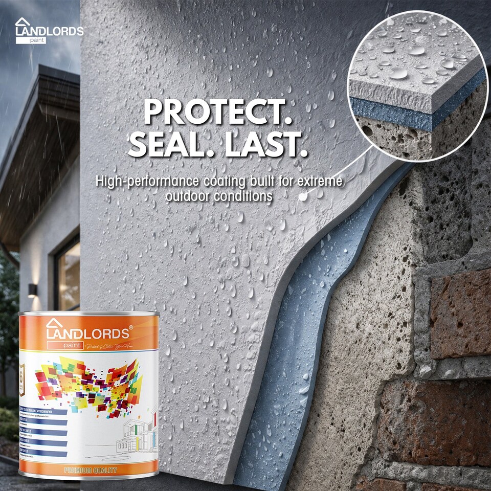image 1 of Landlords Paint - Masonry Paint - Best Weatherproof Exterior Wall Protection - Black - 5L