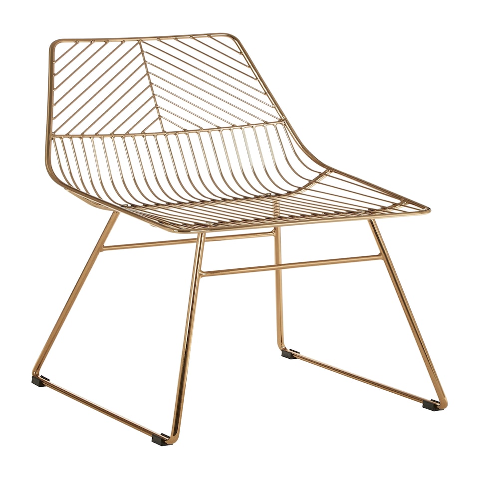 image 1 of Interioirs by Premier Small Gold Metal Wire Chair, Sturdy Metal Chair for Kitchen, Outdoor Tapered Metal Chair for Patio, Lawn