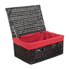 51cm Empty Willow Wicker Picnic Basket with Lining Red | Red | One Size
