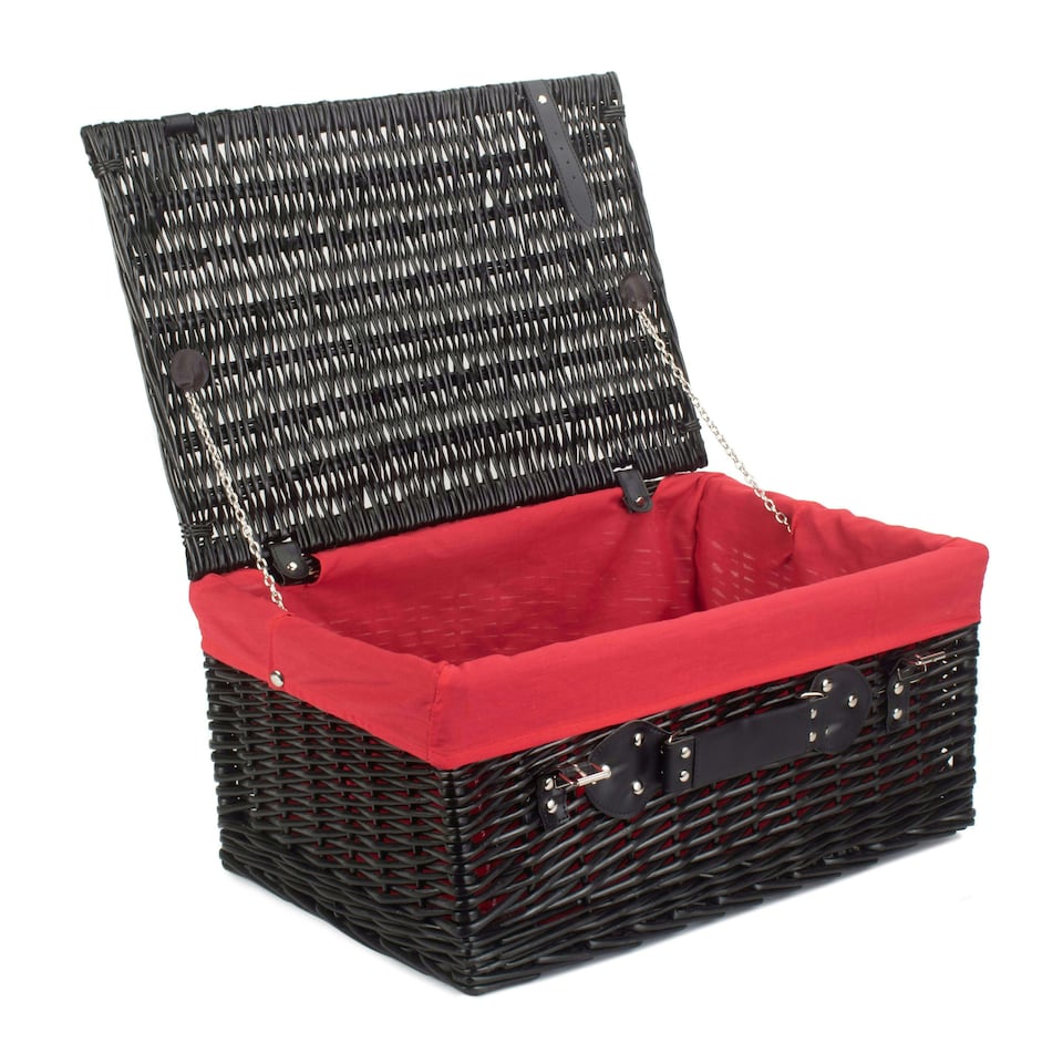 image 1 of 51cm Empty Willow Wicker Picnic Basket with Lining Red | Red | One Size