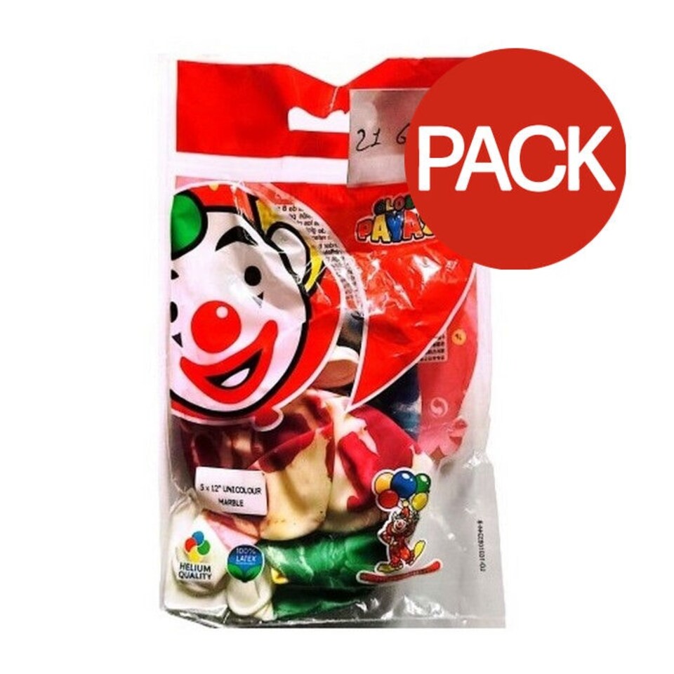 image 1 of Globos Payaso Latex Marble Effect Balloons (Pack of 5) - Multicoloured - One Size