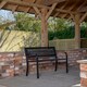 image 7 of Outdoor 4 Person Rectangular Glass Top Garden Dining Table and 2 Benches Set