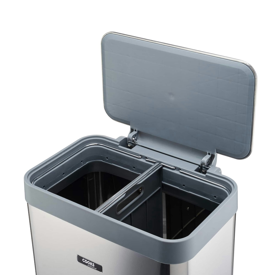 image 1 of Cooks Professional XL Pedal Bin 70L | Single Pedal | Removable Divider for 1 x 70L or 2 x 35L Compartments | Silver
