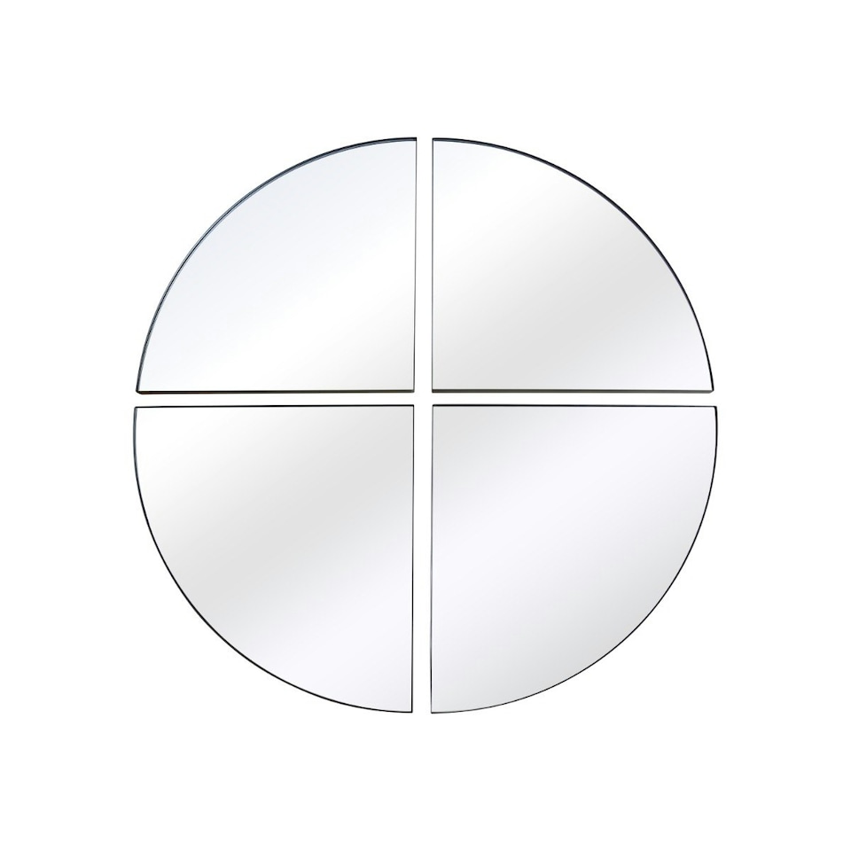 image 1 of The Quadrants - New Black XL Circular Metal Wall Mirror Made up of 4 Parts 70" X 70" (180 x 180CM) Black