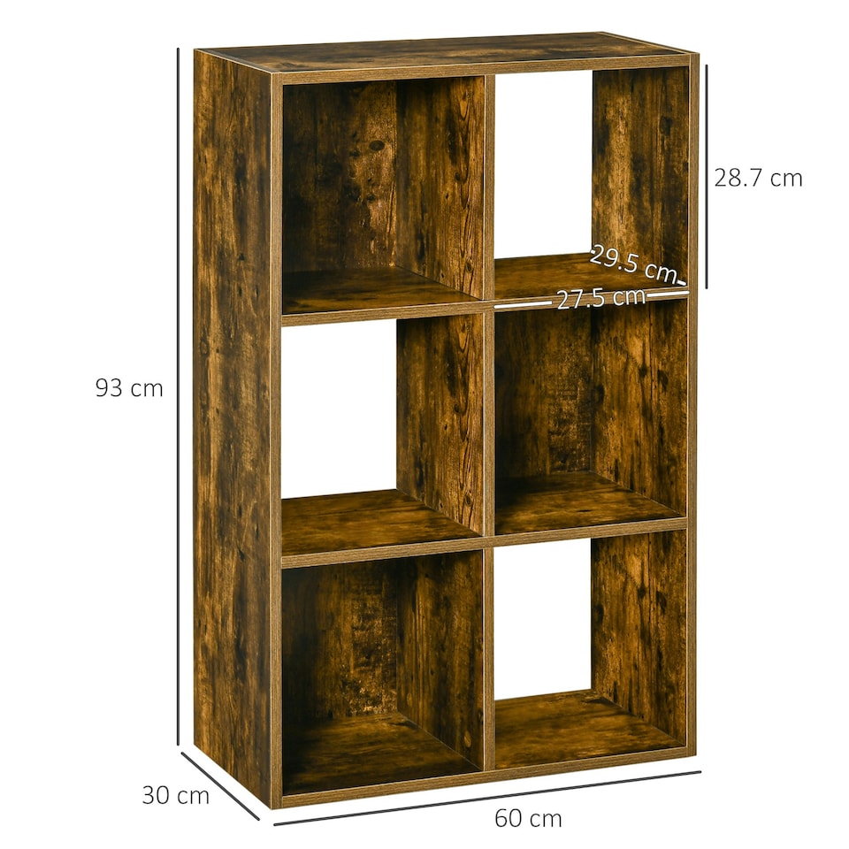 image 1 of HOMCOM Industrial Style Storage Shelf, Bookcase, Bookshelf, Rustic Brown