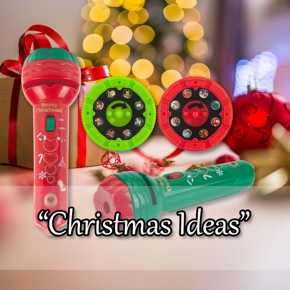 image 1 of vfm-estore Christmas Projector Torch 16 Patterns, Red and Green, 11 x 3.5 cm