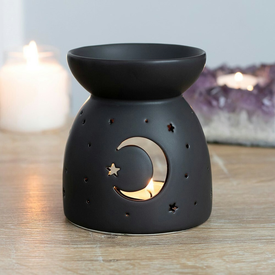image 1 of Something Different Mystical Moon Cut Out Oil Burner - Black - One Size