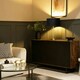 image 1 of ValueLights Clear Tube and Gold Metal Bedside Table Lamp with a Black Velvet Shade