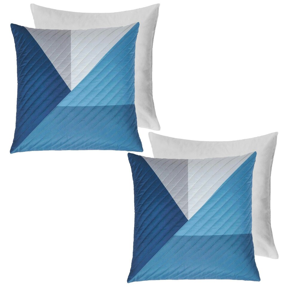 image 1 of OHS 2 x Ralph Geometric Pinsonic Filled Cushions, 45x45cm - Navy Blue