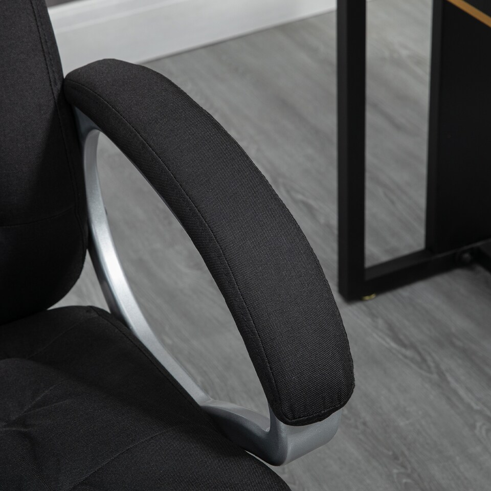 image 1 of HOMCOM Office Chair Computer Chair Executive Office Chair with Height Adjustable, Comfortable Desk Chair for Home Office Fabric Black