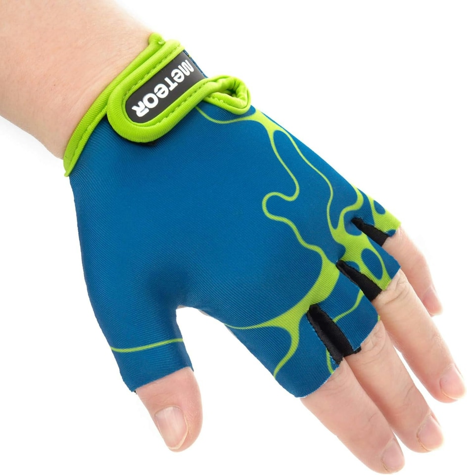 image 1 of Meteor Kids Bike Gloves – Breathable, Non-Slip, Padded for Comfort & Safety | Blue | Marble | S