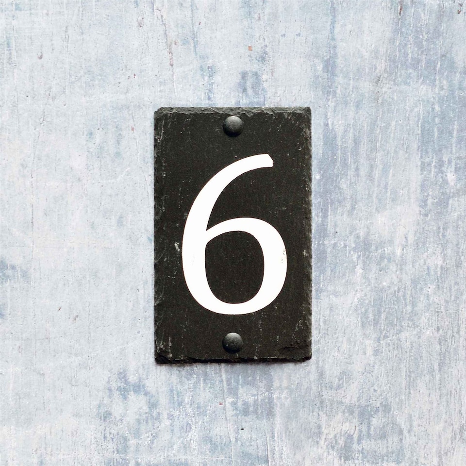 image 1 of Nicola Spring Slate House Sign - 9 x 14.5cm - Number 6