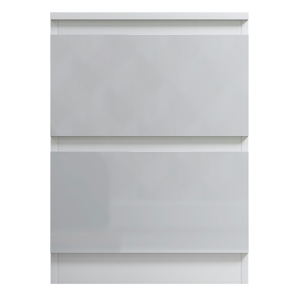 image 1 of FWStyle Stora 2 Drawer Bedside Cabinet - White Gloss Front