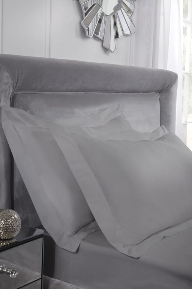 400 Thread Count Cotton Collection Oxford Pillowcase Pair in Silver | Grey | Grey