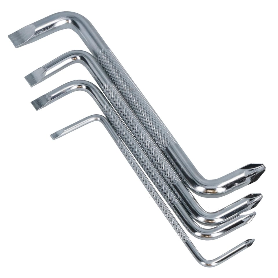 image 1 of 4pc Offset Angle Screwdriver Set Cranked Bent Handle TE266