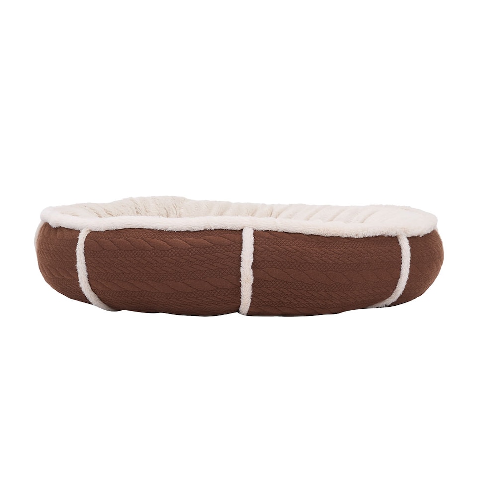 image 1 of Living and Home Pet Round Bolstered Bed for Cats & Dogs | Brown | One Size