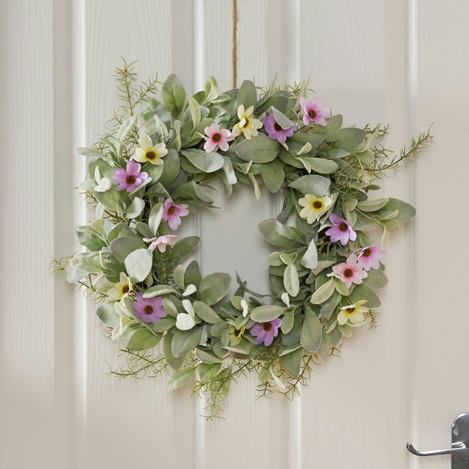 image 1 of OHS Natural Home Wall Table Decor Artificial Spring Wreath, 50cm - Pink