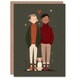 image 1 of Cute Gay Couple With Pet Dog Modern Illustration Valentine's Day Card