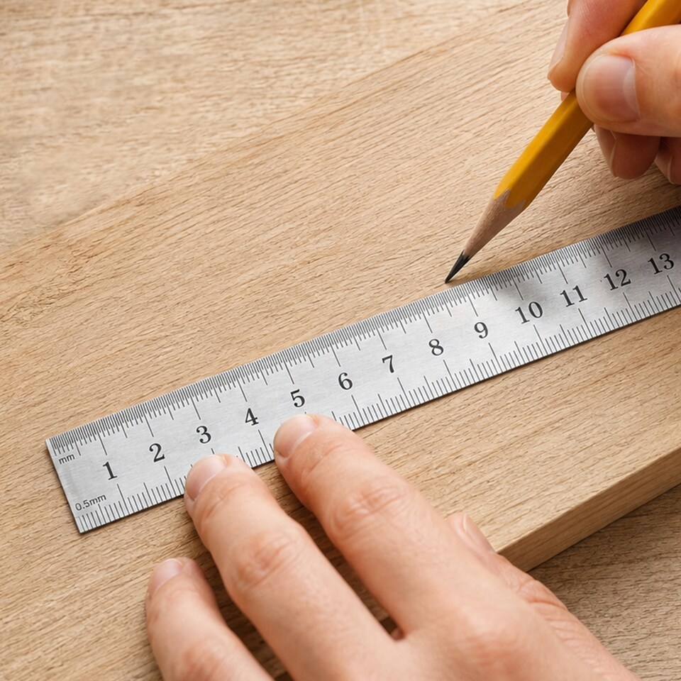 image 1 of Stainless Steel Ruler, 2-Side Measuring Steel Ruler CM & Inches - 40cm