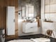 image 6 of Bathroom Vanity Unit 800mm Wall Hung Drawer Cabinet Ribbed Textured Fluted White Modern Floating Sink Unit Adel