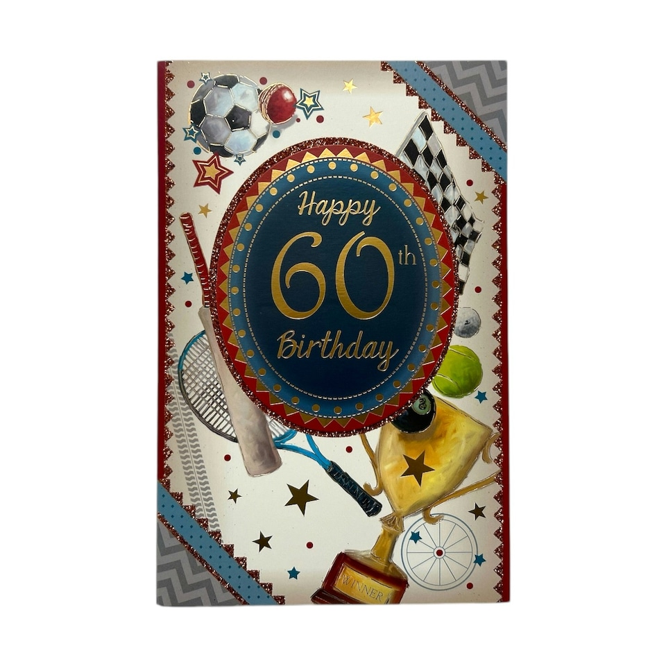 image 1 of Age 60 Male Sports Themed Design Birthday Card