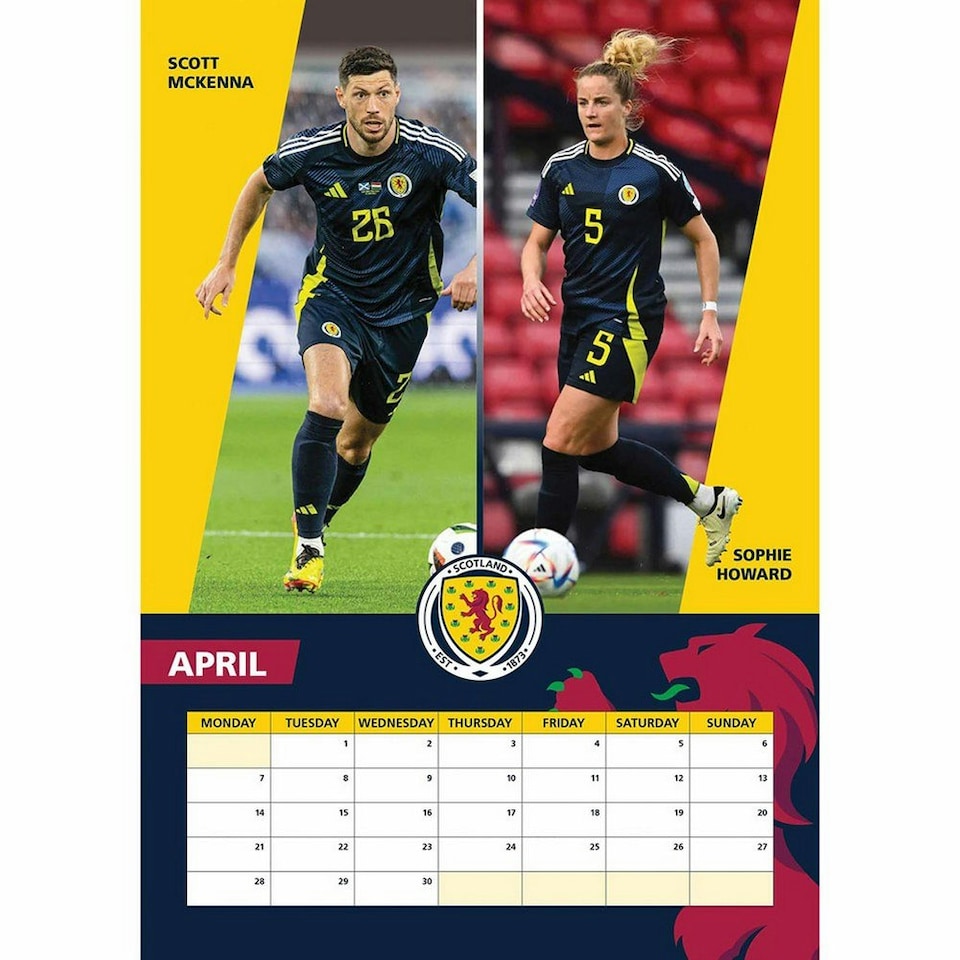 image 1 of Scottish FA 2025 A3 Wall Calendar - Multicoloured - One Size