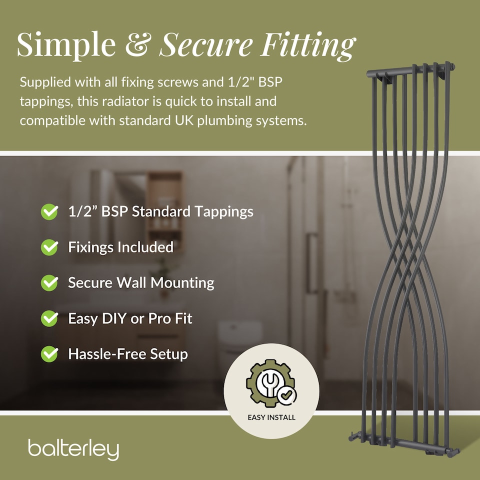 image 1 of Curved Designer Radiator 2020 BTU Anthracite 1775mm x 450mm | Grey | Anthracite | 1